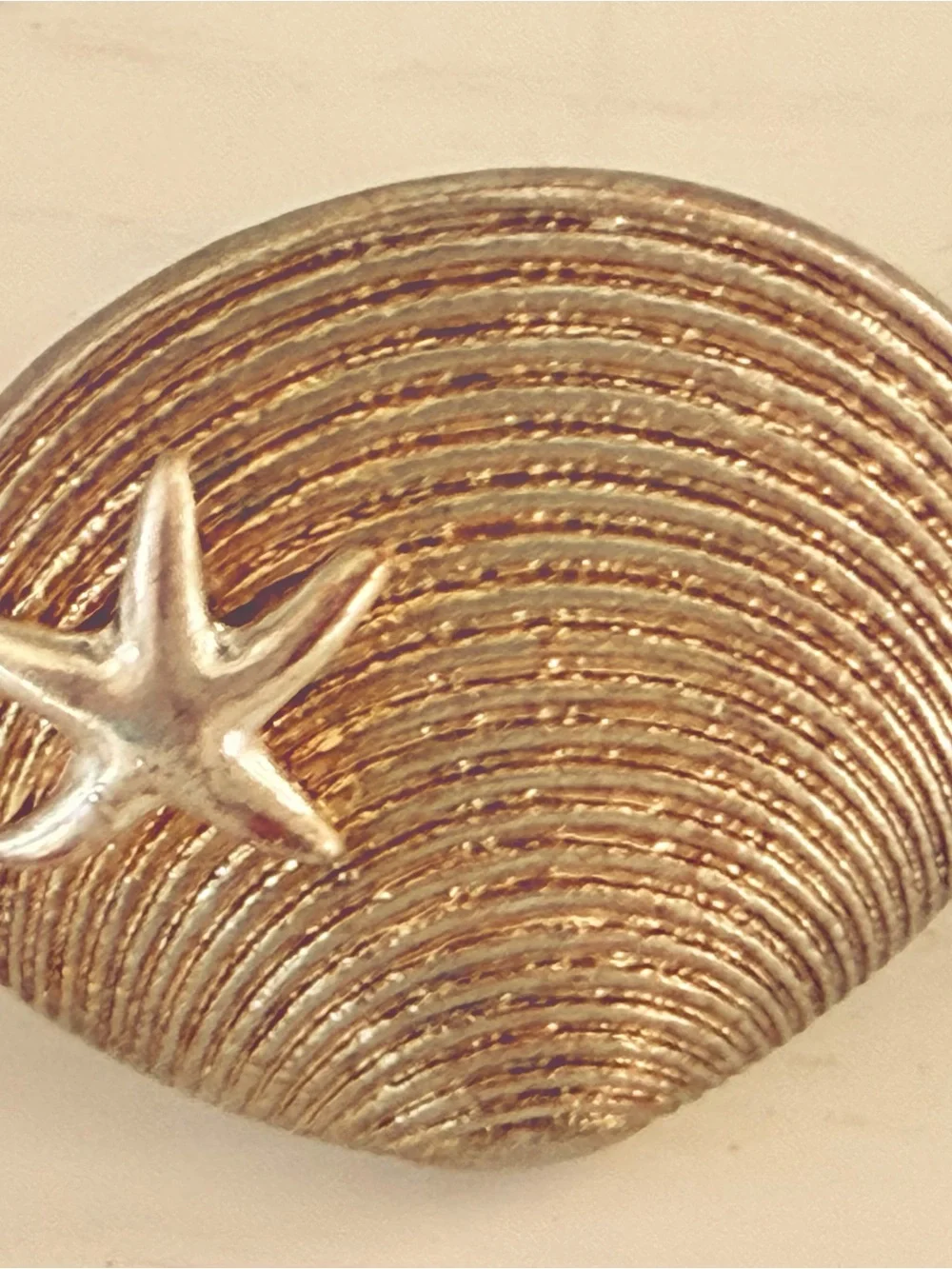 Gold-Tone Starfish Shell Adjustable Ring